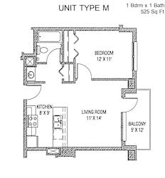 Residences at Capitol Heights Apartment 2D floor plan - Hawthorne