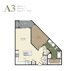 A 3 bedroom apartment with 1 bathroom and a living area of 112 square feet.