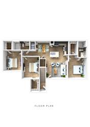 A floor plan of a house with labeled rooms.
