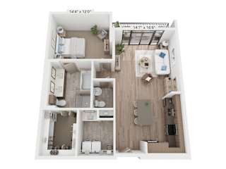 The Raleigh at Sloan's Lake Apartments in Denver, Colorado One Bedroom Floor Plan