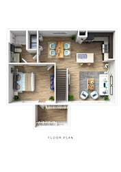A floor plan of a house with labeled rooms.
