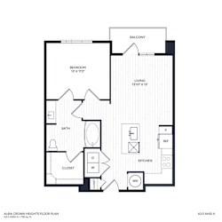 A floor plan of a two bedroom apartment.