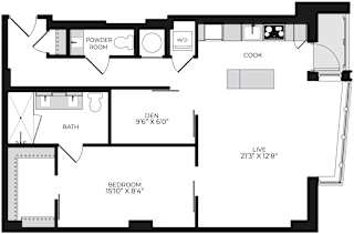Alton District Luxury Apartments in Washington, DC A1 BD0 Floor Plan
