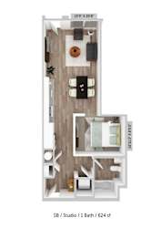 Alton Jefferson Park Studio B Floor Plan at Alton Jefferson Park, Denver, 80211