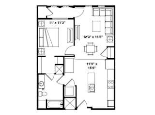 Alvera at the Meadows Apartments in American Fork, Utah One Bedroom Floor Plan