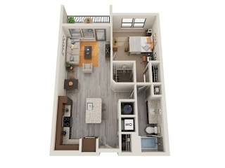 Astoria at Celebration Apartments in Celebration, Florida One Bedroom Floor Plan