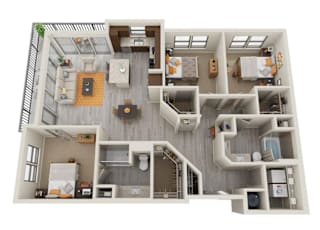 Astoria at Celebration Apartments in Celebration, Florida Three Bedroom Floor Plan
