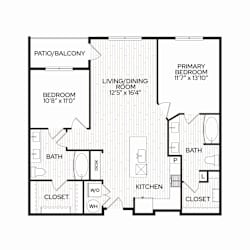 Aura Apache New Apartments in Tempe, Arizona B2m2 Floor Plan