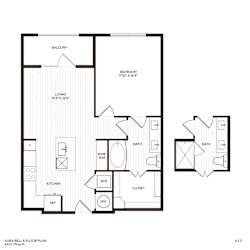 A floor plan of a two bedroom apartment.