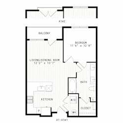 Aura Uptown Apartments in Phoenix, Arizona A1 Floor Plan