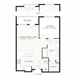 Aura Uptown Apartments in Phoenix, Arizona A1m1 Floor Plan