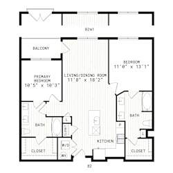 Aura Uptown Apartments in Phoenix, Arizona B2m1 Floor Plan