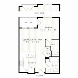 Aura Uptown Apartments in Phoenix, Arizona S1 Floor Plan