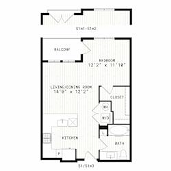 Aura Uptown Apartments in Phoenix, Arizona S1m1 Floor Plan