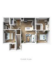 A floor plan of a house with labeled rooms.