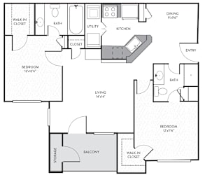 A black and white image of a house floor plan.