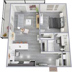 B 1Bed 1Bath Floor Plan at Rendezvous Urban Flats, Arizona