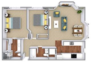 Bayview Apartment Homes 2 Bed 2 Bath Floor Plan