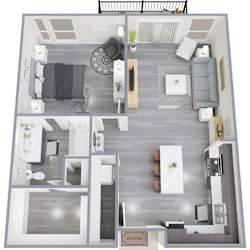 C 1Bed 1Bath Floor Plan at Rendezvous Urban Flats, Arizona, 85701
