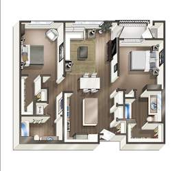 Floor Plan Two Bed Two Bath E