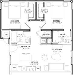 Cabana Aldea Apartments in Glendale, Arizona 2 Bed 2 Bath Floor Plan