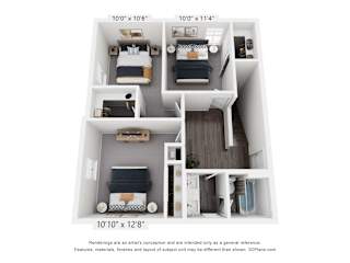 Caso Leander 3D Floor Plans - D2 Top Floor