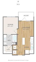 Centric One90 Apartments in Plano, Texas One Bedroom Floor Plan