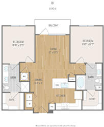 Centric One90 Apartments in Plano, Texas Two Bedroom Floor Plan