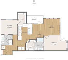 Centric One90 Apartments in Plano, Texas Two Bedroom Floor Plan