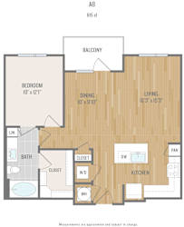 Centric One90 Apartments in Plano, Texas One Bedroom Floor Plan
