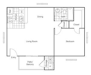 Cobble Hill Apartments in Fort Worth, Texas A2 Floor Plan