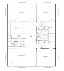 Cobble Hill Apartments in Fort Worth, Texas C1 Reno Floor Plan