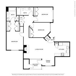 Crosspointe Apartments Three Bedroom Two Bathroom Floor Plan
