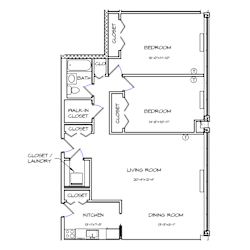 Crystal House Apartments in Arlington, Virginia 2x1 Floor Plan