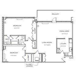 Crystal House Apartments in Arlington, Virginia 2x1.5 Floor Plan