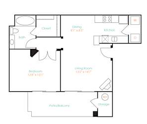 Desert Mirage 1 Bed 1 Bath Floor Plan