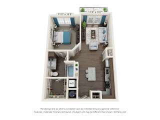 A1 Floor Plan at The Dylan Apartments, Fort Worth, TX, 76123