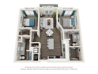 B1 Floor Plan at The Dylan Apartments, Fort Worth