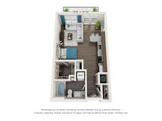 E1 Floor Plan at The Dylan Apartments, Fort Worth