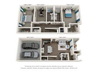 TH 1 Floor Plan at The Dylan Apartments, Fort Worth, 76123