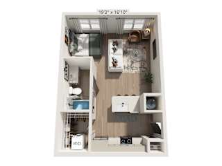 The Wrenley Apartments Charlotte, NC Studio Floor Plan A1