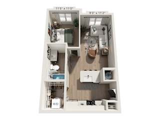 The Wrenley Apartments Charlotte, NC One Bedroom Floor Plan A1A