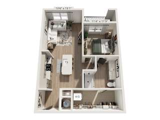 The Wrenley Apartments Charlotte, NC One Bedroom Floor Plan A3