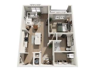 The Wrenley Apartments Charlotte, NC One Bedroom Floor Plan A4