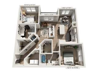 The Wrenley Apartments Charlotte, NC Two Bedroom Floor Plan B1