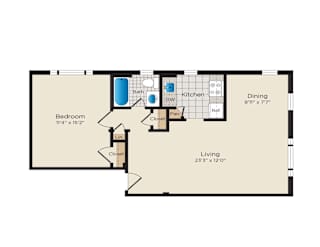 Falkland Chase Apartments in Silver Spring, Maryland 1 Bedroom Floor Plan