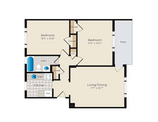Falkland Chase Apartments in Silver Spring, Maryland 2 Bedroom Floor Plan