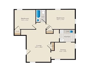 Falkland Chase Apartments in Silver Spring, Maryland 2 Bedroom Floor Plan