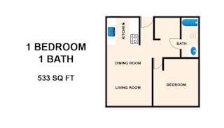 Floor Plan 1x1 B - 40% AMI