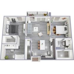 H 2Bed 2Bath Floor Plan at Rendezvous Urban Flats, Tucson